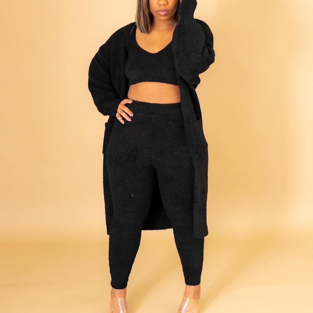 Cozy Cardigan Set-Black